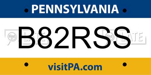 B82RSS Pennsylvania License Plate