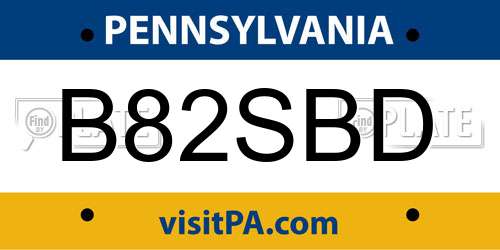 B82SBD Pennsylvania License Plate