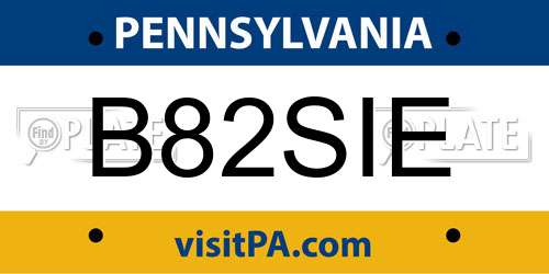 B82SIE Pennsylvania License Plate