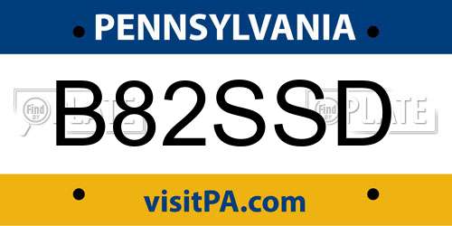 B82SSD Pennsylvania License Plate