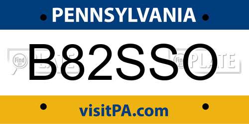 B82SSO Pennsylvania License Plate