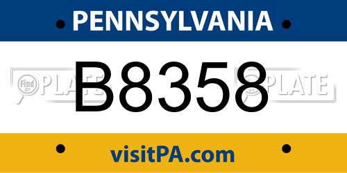 B8358 Pennsylvania License Plate