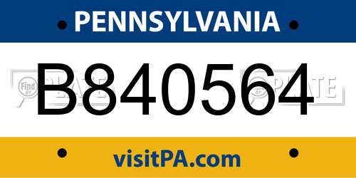 B840564 Pennsylvania License Plate