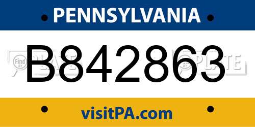 B842863 Pennsylvania License Plate