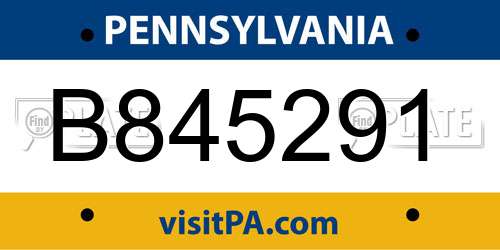 B845291 Pennsylvania License Plate