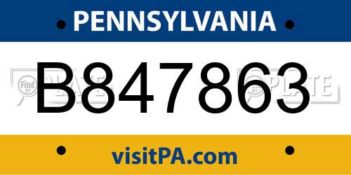 B847863 Pennsylvania License Plate