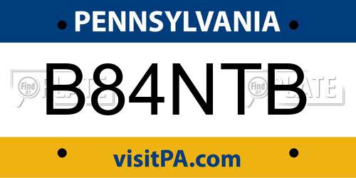 B84NTB Pennsylvania License Plate