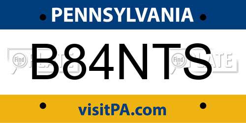 B84NTS Pennsylvania License Plate