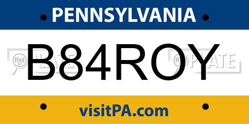 B84ROY Pennsylvania License Plate