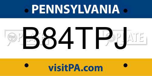 B84TPJ Pennsylvania License Plate
