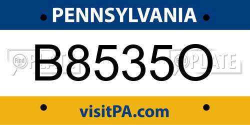 B8535O Pennsylvania License Plate
