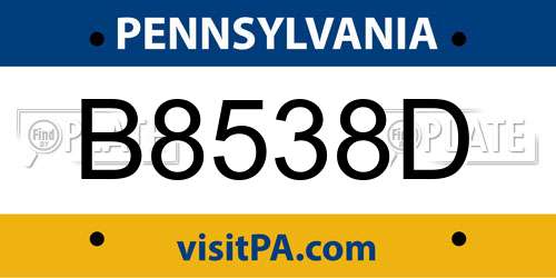 B8538D Pennsylvania License Plate