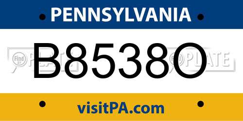 B8538O Pennsylvania License Plate