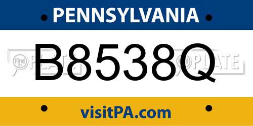 B8538Q Pennsylvania License Plate