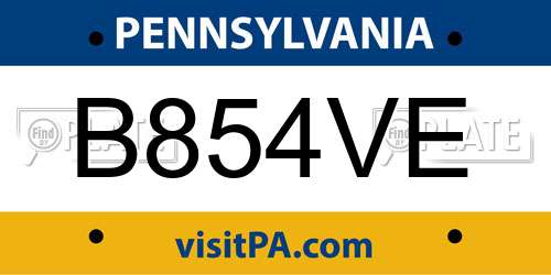 B854VE Pennsylvania License Plate