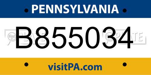 B855034 Pennsylvania License Plate