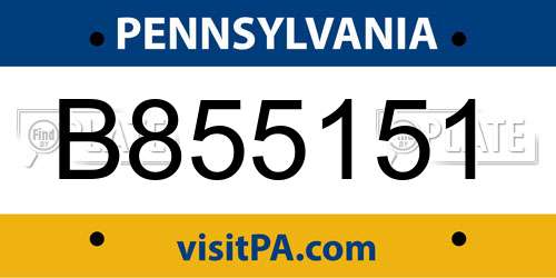 B855151 Pennsylvania License Plate
