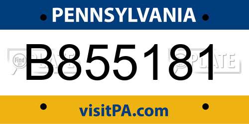 B855181 Pennsylvania License Plate