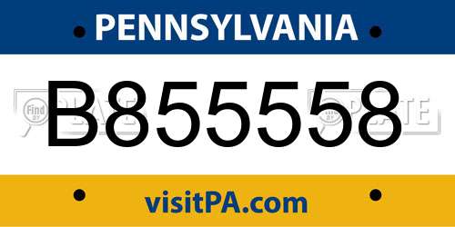 B855558 Pennsylvania License Plate