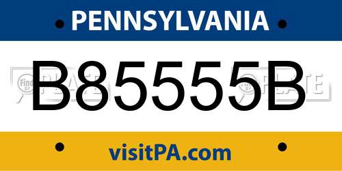 B85555B Pennsylvania License Plate