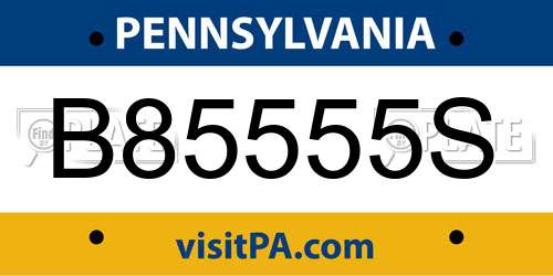 B85555S Pennsylvania License Plate