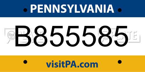 B855585 Pennsylvania License Plate