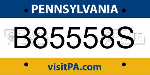 B85558S Pennsylvania License Plate