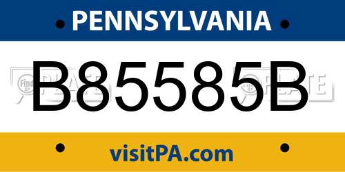 B85585B Pennsylvania License Plate