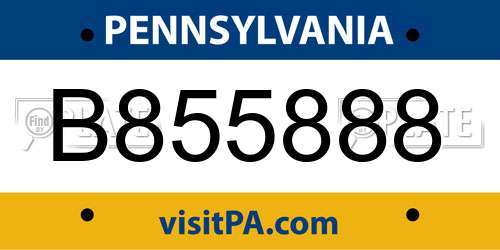 B855888 Pennsylvania License Plate