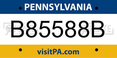 B85588B Pennsylvania License Plate