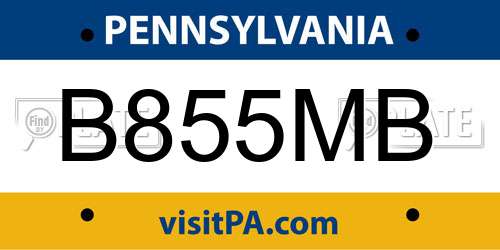 B855MB Pennsylvania License Plate