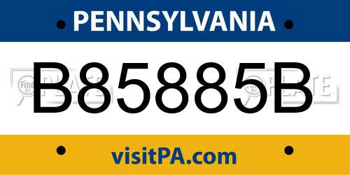 B85885B Pennsylvania License Plate