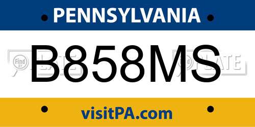 B858MS Pennsylvania License Plate