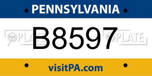 B8597 Pennsylvania License Plate