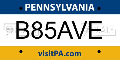 B85AVE Pennsylvania License Plate