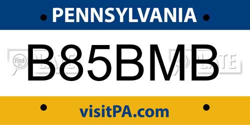 B85BMB Pennsylvania License Plate