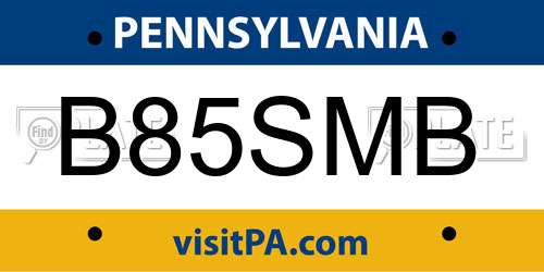 B85SMB Pennsylvania License Plate