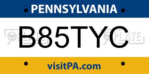 B85TYC Pennsylvania License Plate