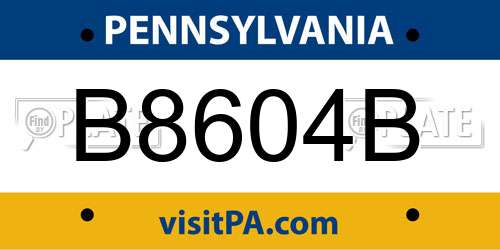 B8604B Pennsylvania License Plate