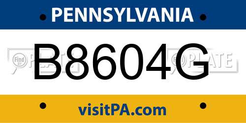B8604G Pennsylvania License Plate