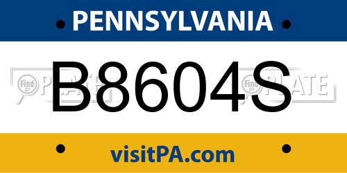 B8604S Pennsylvania License Plate
