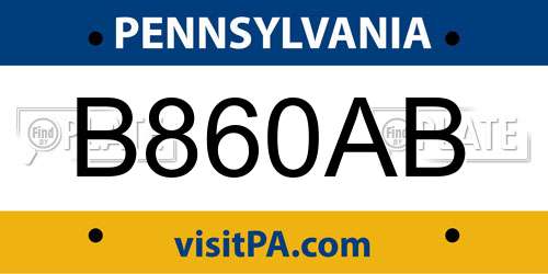 B860AB Pennsylvania License Plate