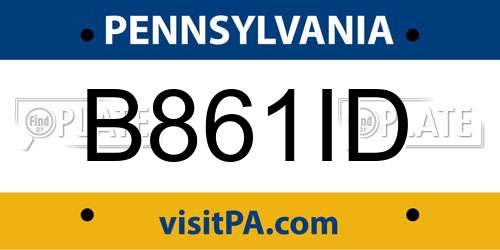 B861ID Pennsylvania License Plate