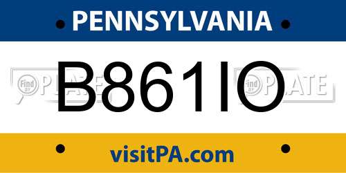 B861IO Pennsylvania License Plate
