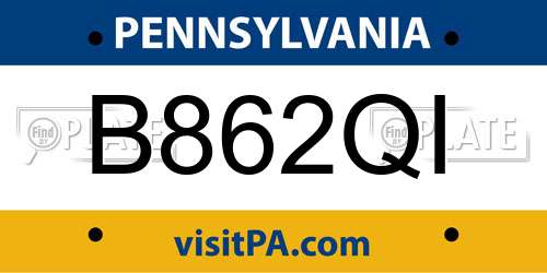 B862QI Pennsylvania License Plate