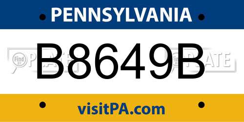 B8649B Pennsylvania License Plate