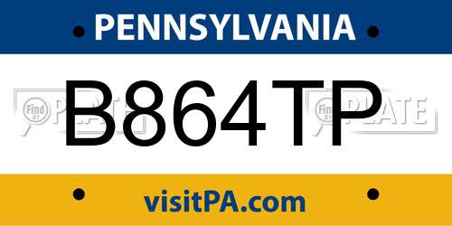 B864TP Pennsylvania License Plate