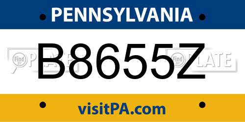 B8655Z Pennsylvania License Plate
