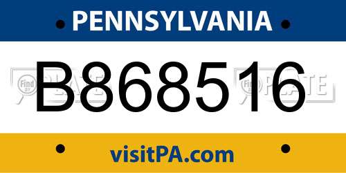 B868516 Pennsylvania License Plate