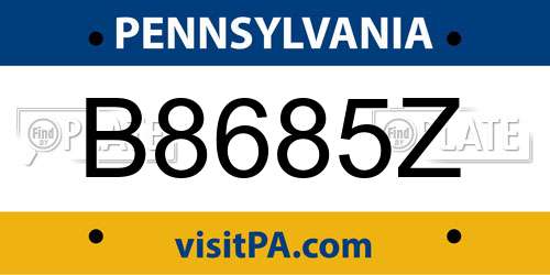 B8685Z Pennsylvania License Plate